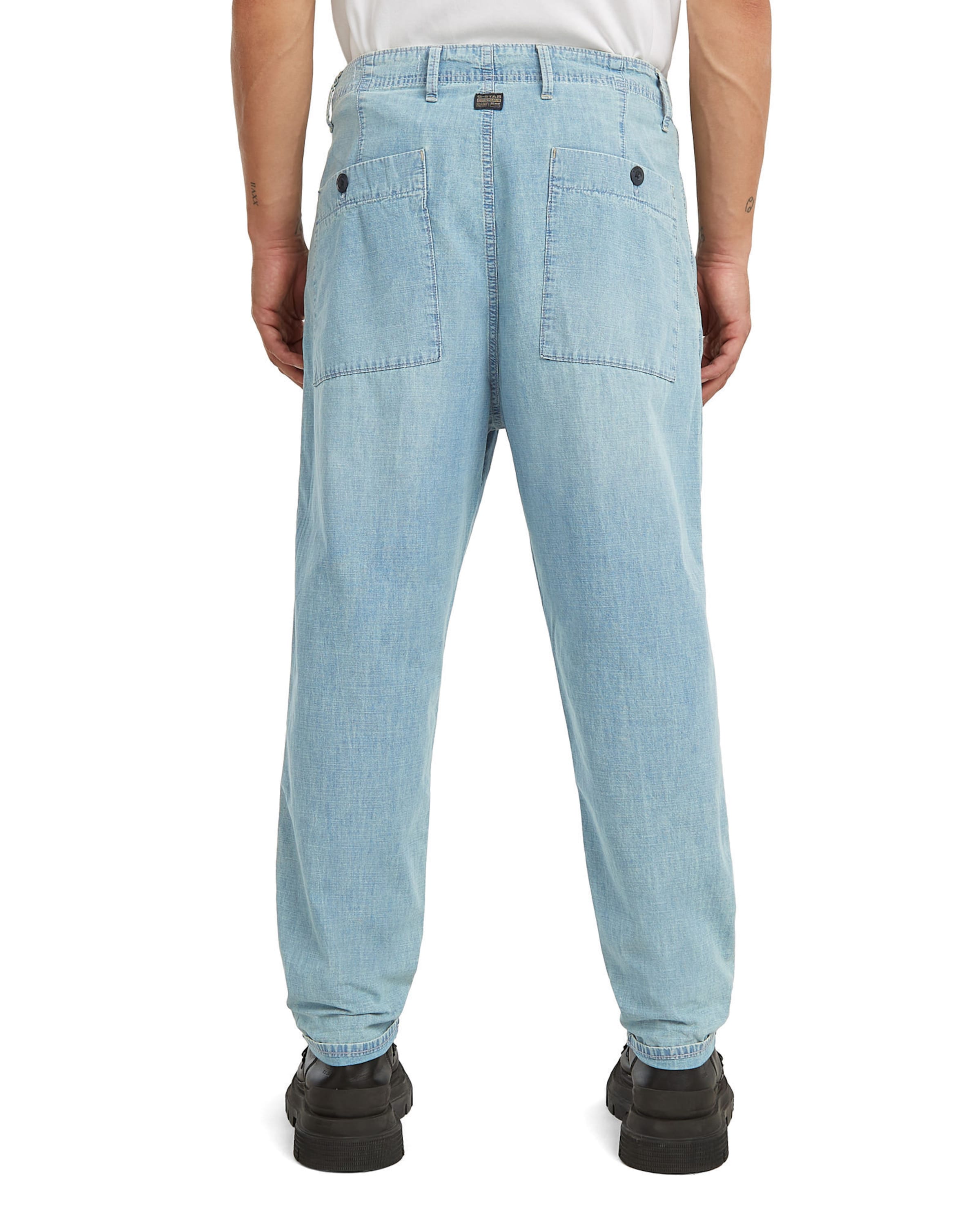 G-STAR Tapered Chino 'Pleated Chino Denim' in Blauw