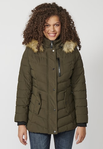 KOROSHI Winterparka in Groen: voorkant