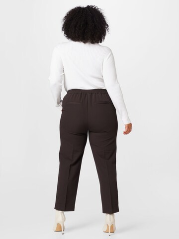 KAFFE CURVE Regular Pleated Pants 'Sakira' in Brown