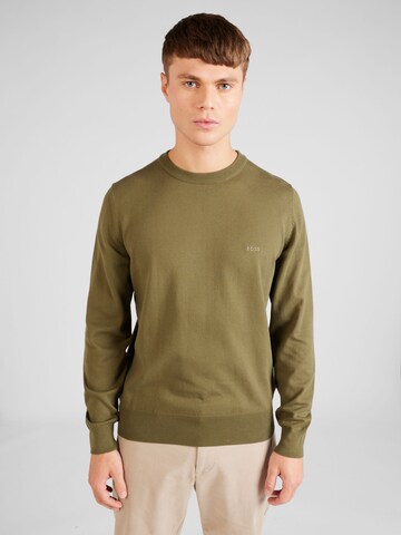 BOSS Sweater 'Pacas-L' in Green: front