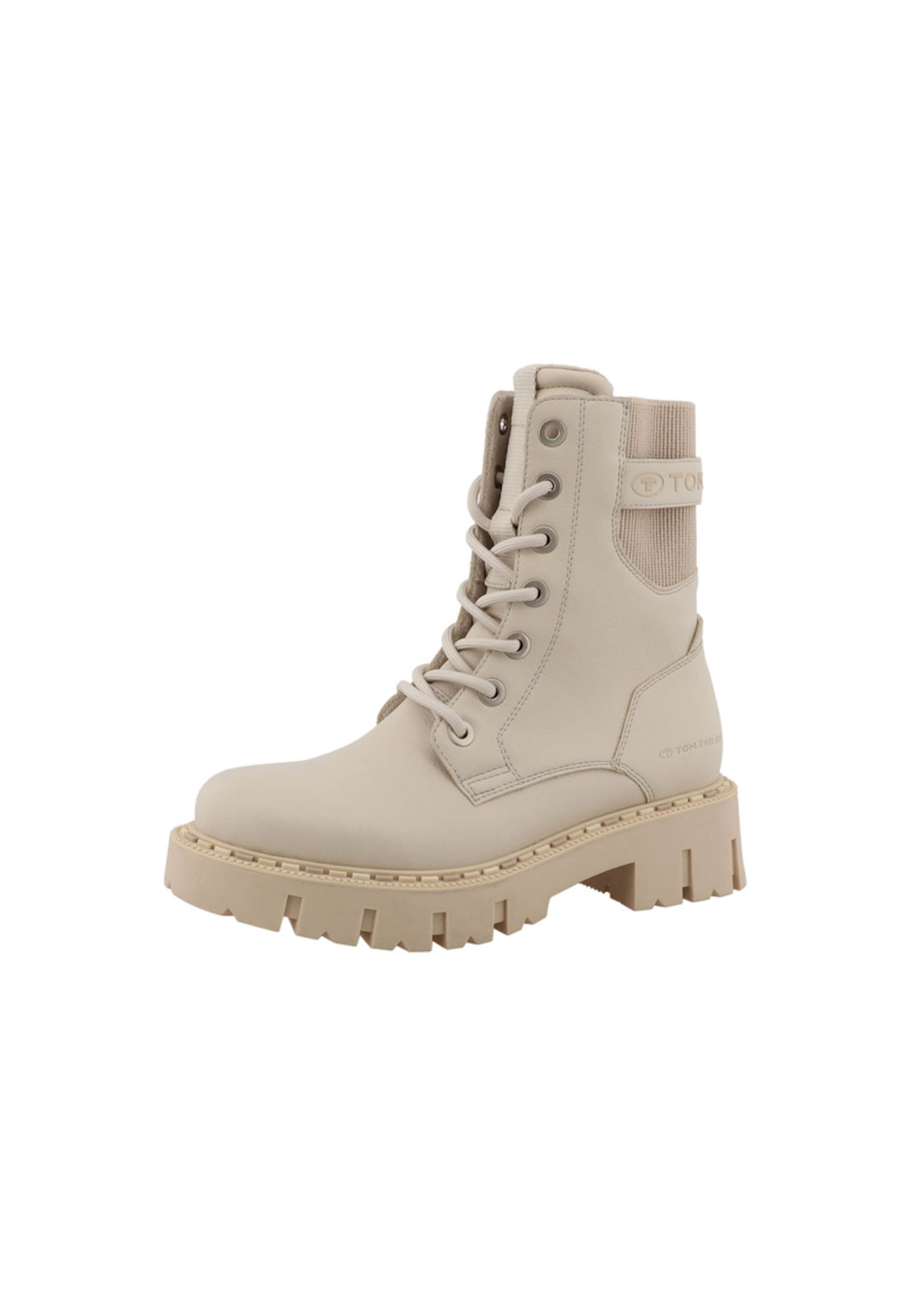 TOM TAILOR Schnürstiefelette in Beige: Vorderseite