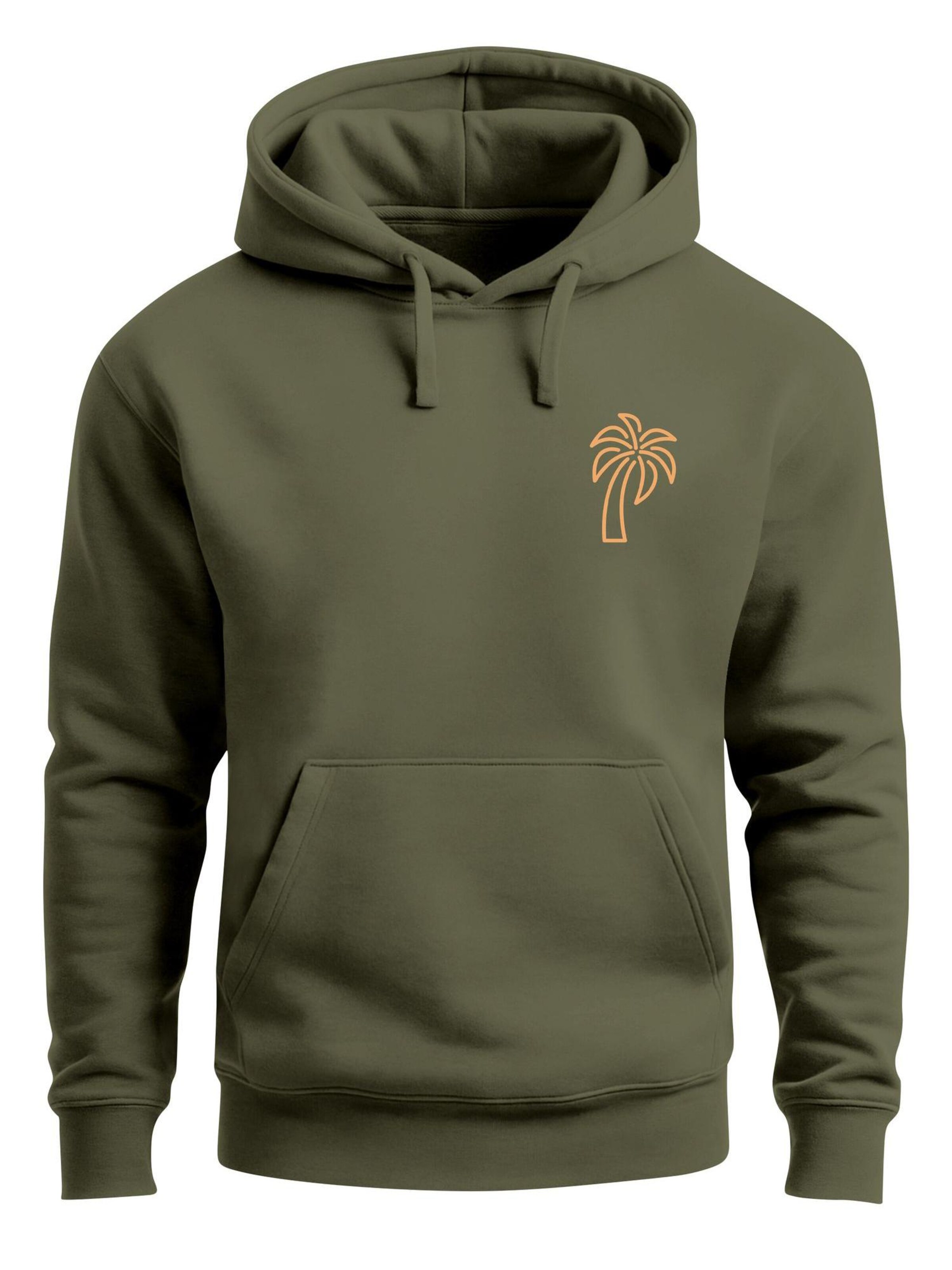 Neverless Sweatshirt 'Palm Lineart Logo' in Green: front