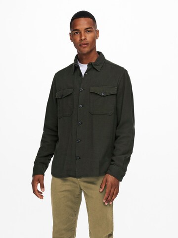 Only & Sons Regular fit Button Up Shirt 'Milo' in Green: front