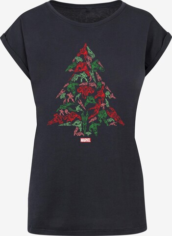 ABSOLUTE CULT Shirt 'Marvel - Avengers Tree' in Blauw: voorkant