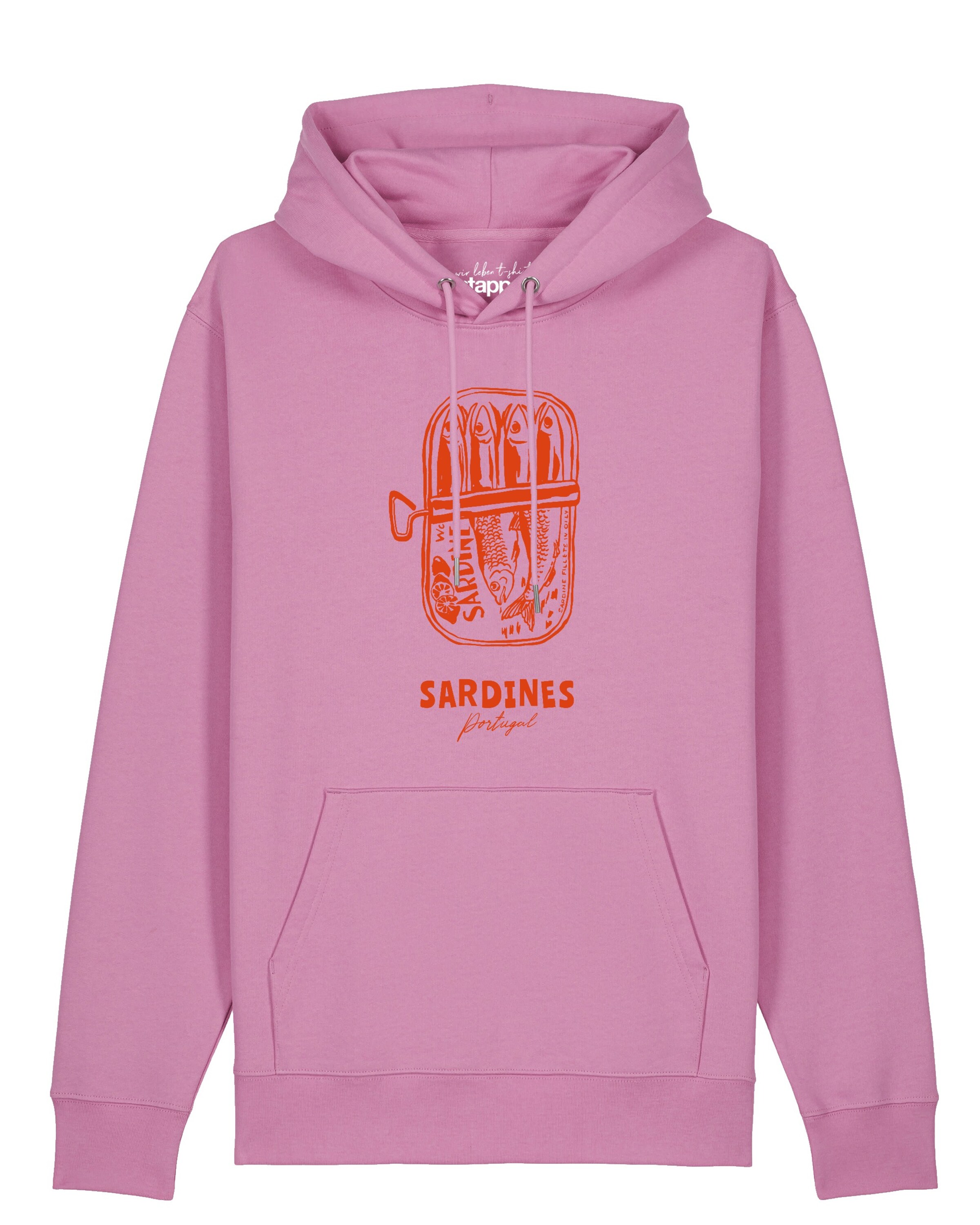 Felpa ' Sardines Portugal ' di Watapparel in rosa: frontale