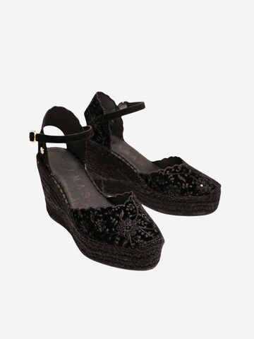 Alhamas Pumps 'Alpargata Cuña 10 cm Terciopelo' in Zwart