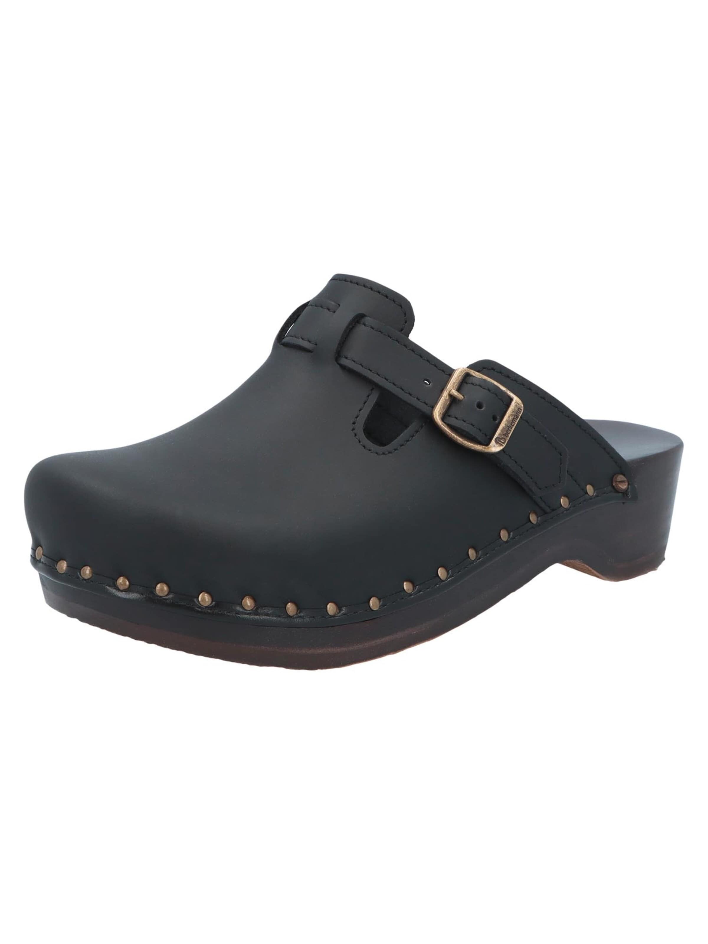 BERKEMANN Clogs 'Riemen-Toeffler' in Black: front