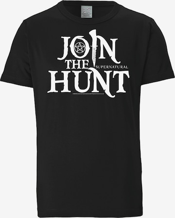 LOGOSHIRT Shirt 'Supernatural  - Join The Hunt' in Black: front