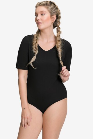 Ulla Popken Shirt Bodysuit in Black: front