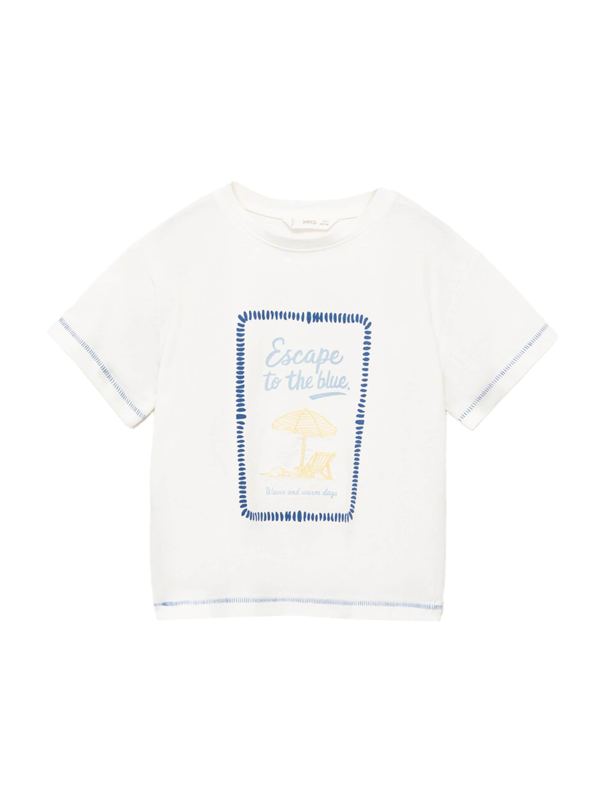 Tricou 'ESCAPE' de la MANGO KIDS pe alb: față