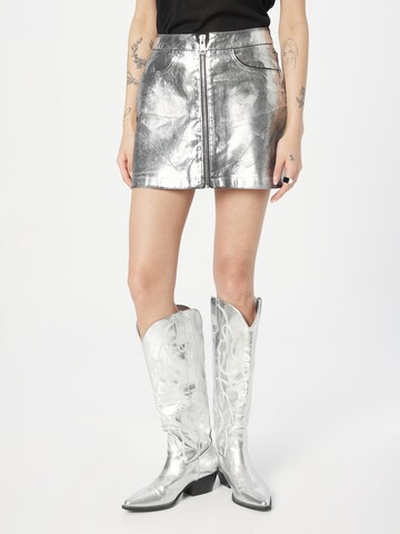 AllSaints Rok 'CLEO' in Zilver: voorkant