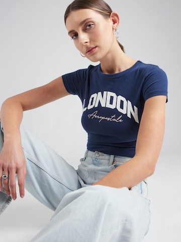 AÉROPOSTALE Tričko 'LONDON' - Modrá