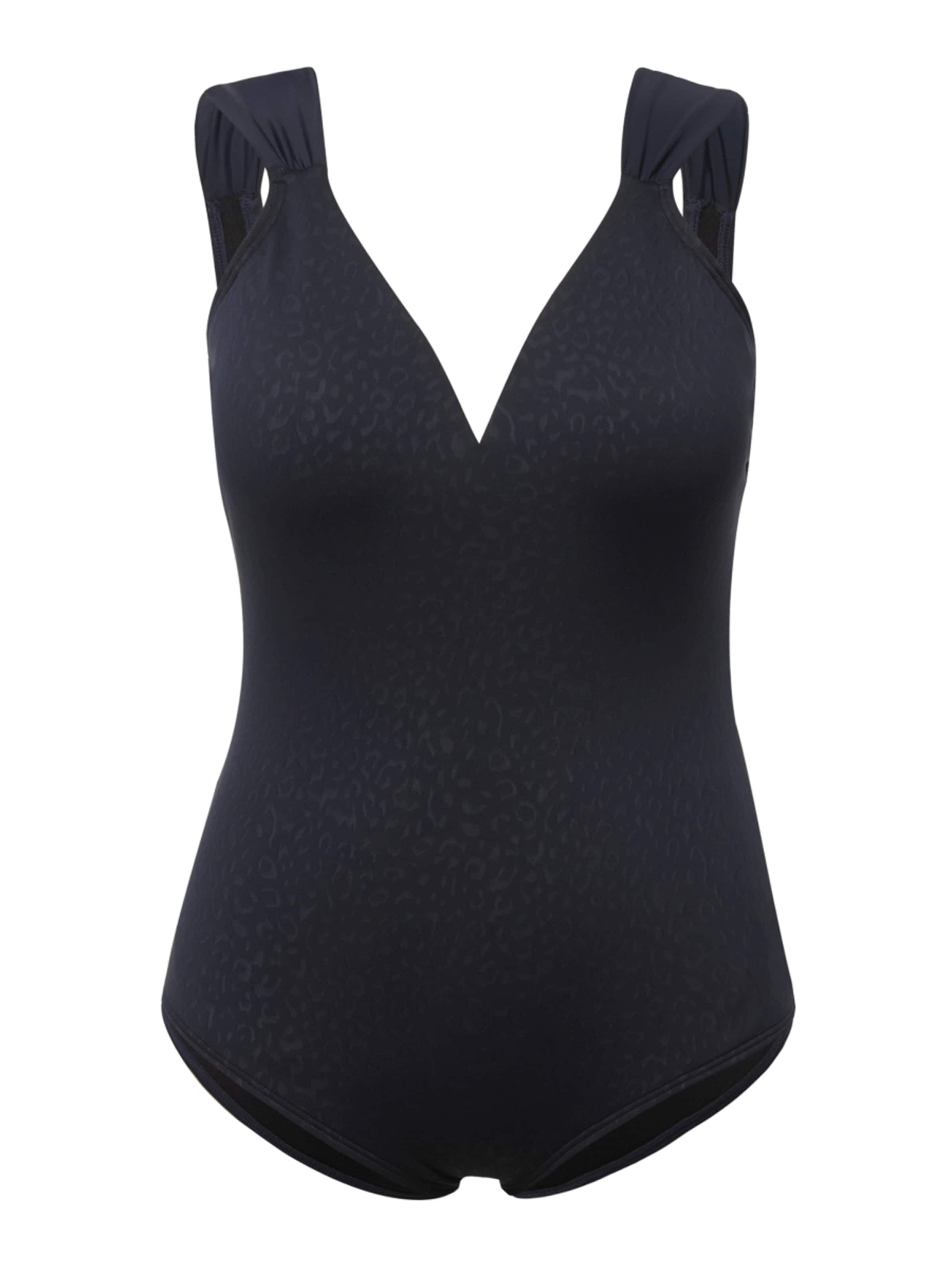 Ulla Popken Bustier Badpak 'Leo' in Blauw: voorkant