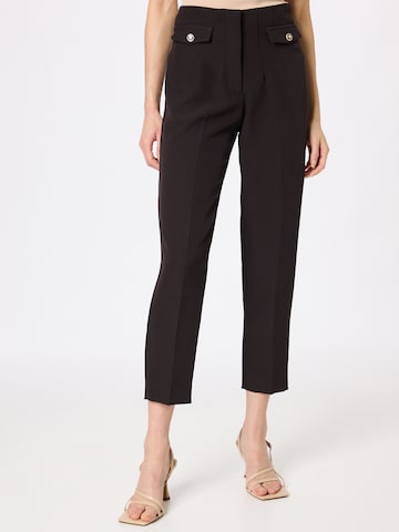 River Island - Tapered Pantalón de pinzas en marrón: frente