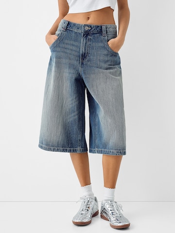 Wide leg Jeans de la Bershka pe albastru