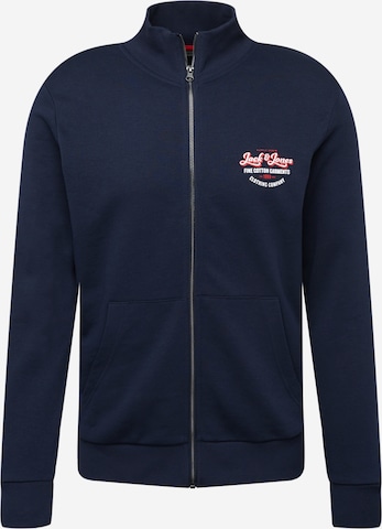 JACK & JONES Zip-Up Hoodie 'ANDY' in Blue: front