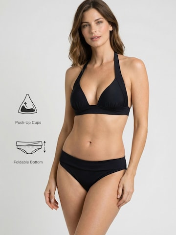 Col haut Bikini 'Trikini Capri Coral' Flavia Valentini en noir : devant