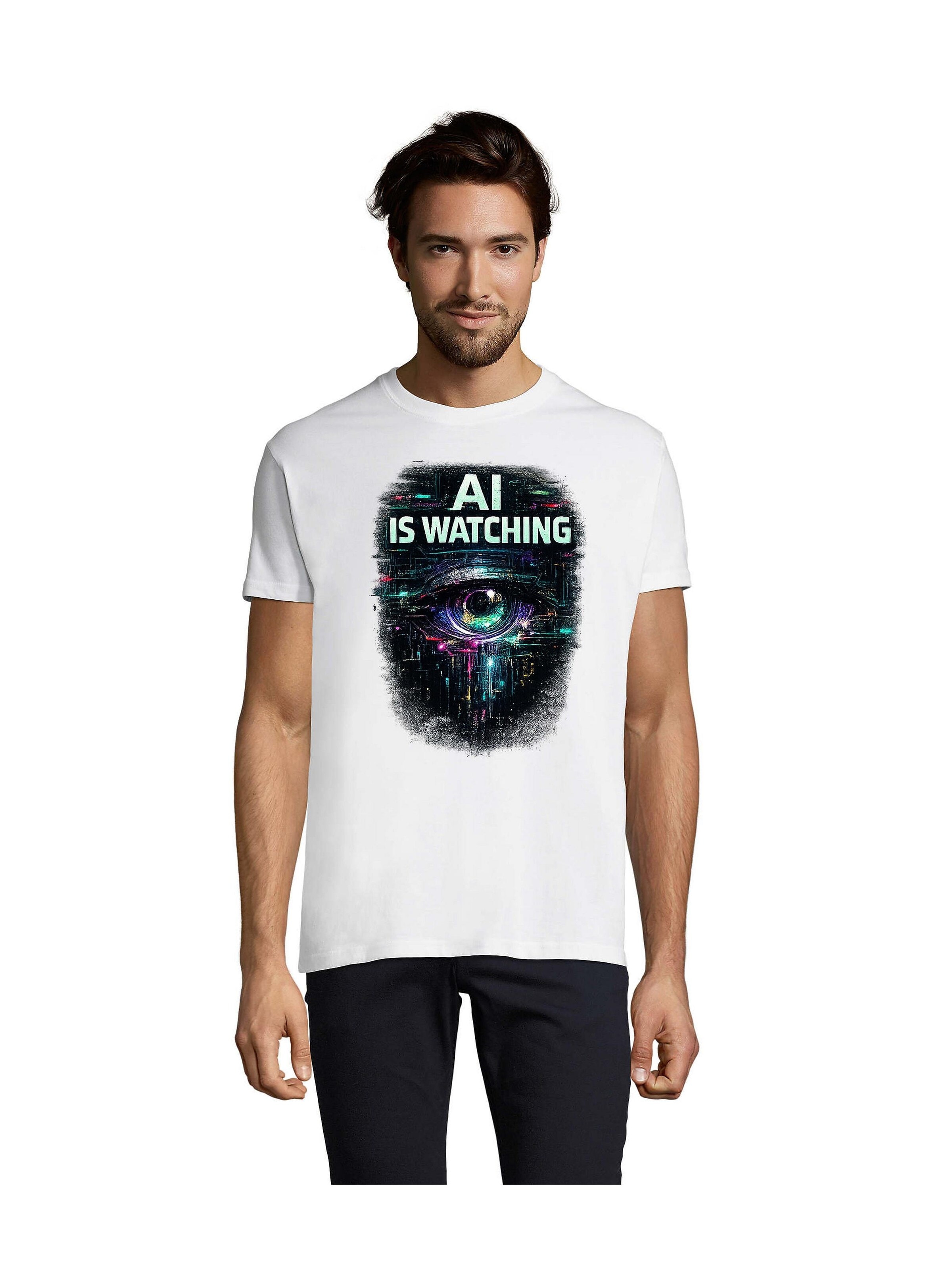 Blondie & Brownie Shirt 'AI is Watching'‌‌‌‌‌‌‌ in 5XL in weiß, Produktansicht