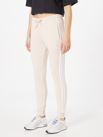 ADIDAS SPORTSWEAR Tapered Workout Pants 'Essentials' in Beige: front