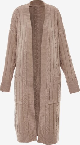 aleva Knitted Coat in Beige: front