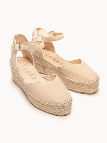 Sandalo con cinturino 'Alpargata Cuña 6 cm' di Alhamas in beige