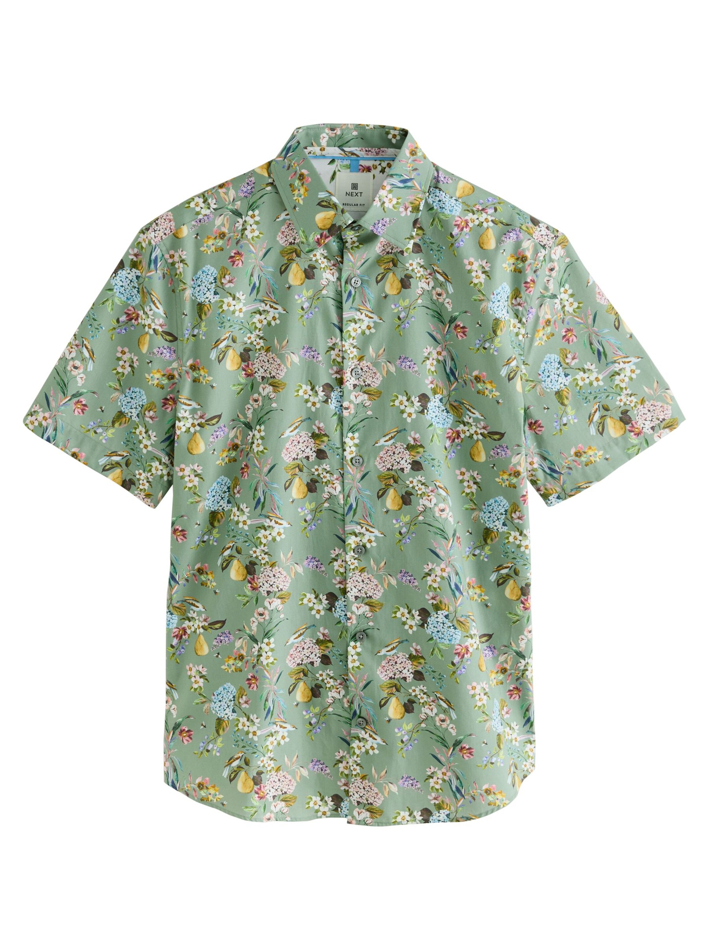 Next Regular fit Button Up Shirt in Green: front