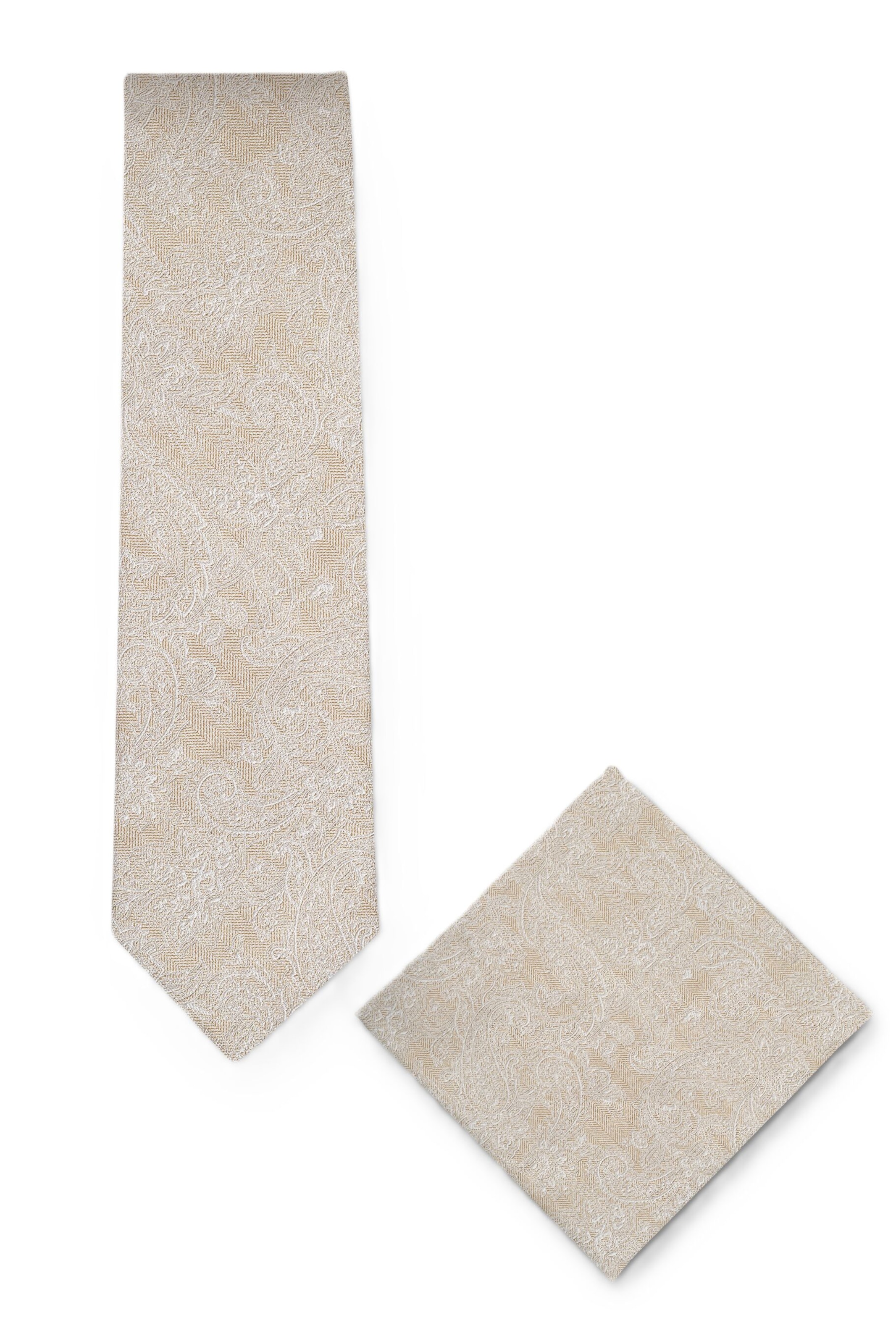 Real Guys Set Krawatte mit passendem Einstecktuch in Beige