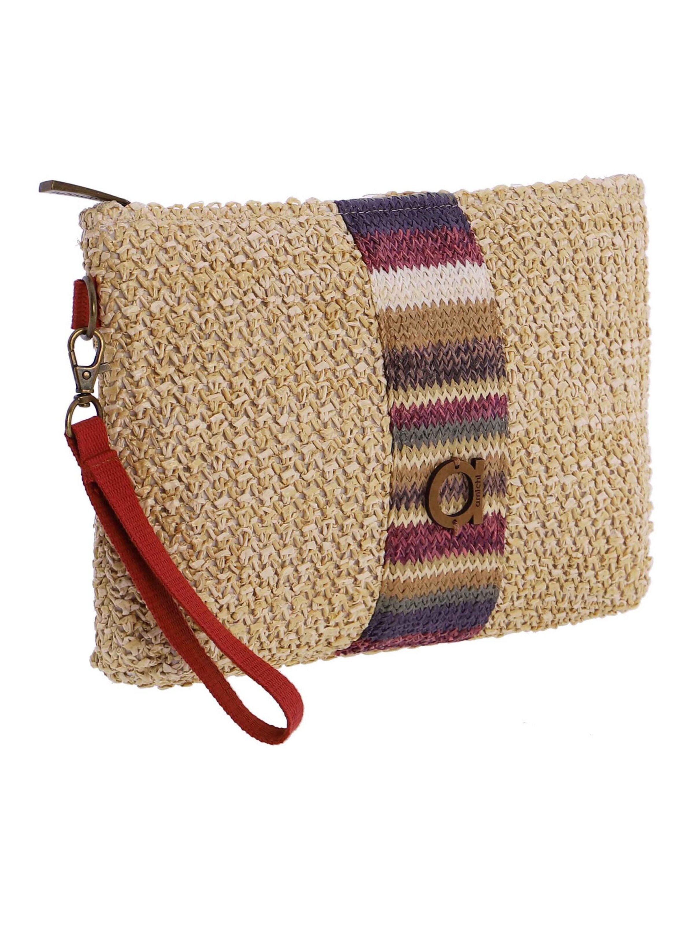 Amichi - Bolso de mano 'Bolso de playa neceser para mujer Yap de fibras naturales con cremallera' en Mezcla de colores