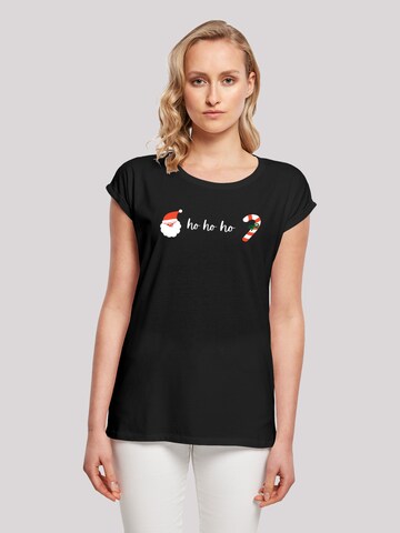 F4NT4STIC Shirt 'Ho Ho Ho Weihnachten' in Zwart: voorkant
