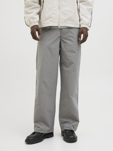 JACK & JONES Regular Trousers with creases 'Baggy' in Grey: front