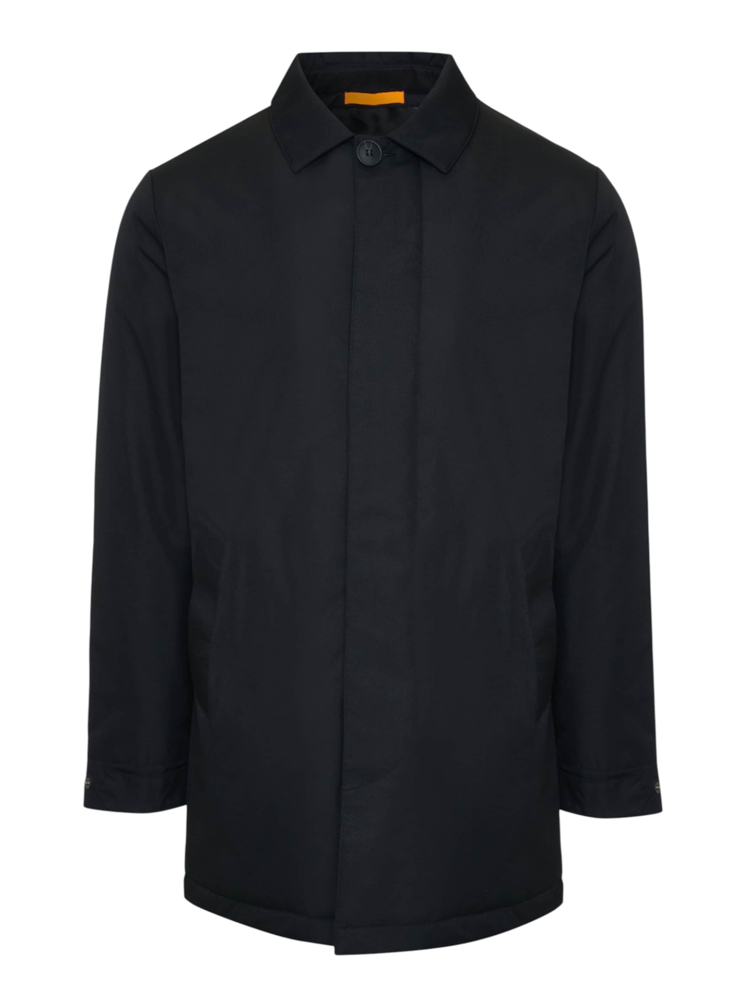 Threadbare Mantel 'Dumfries Mac' in Schwarz: Vorderseite