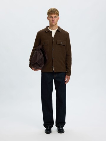 SELECTED Knit Cardigan 'SLHNealy' in Brown