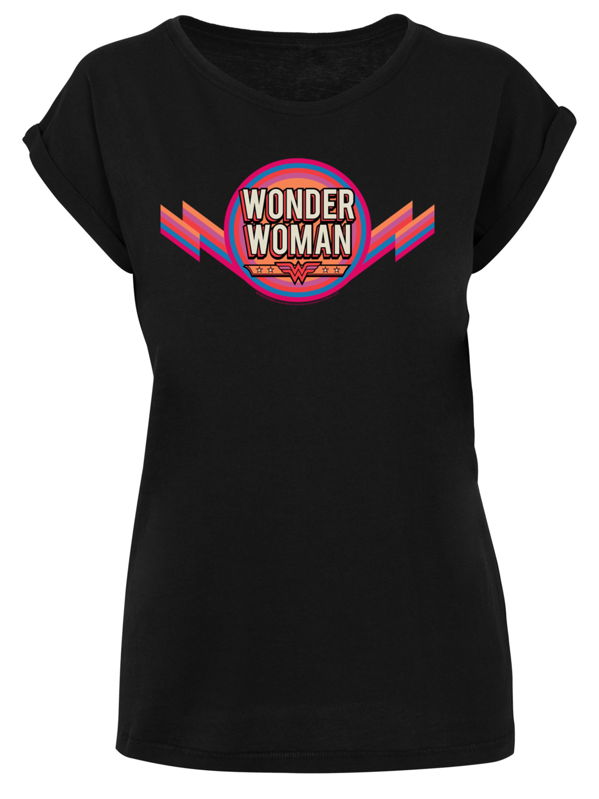 T-shirt 'DC Comics Wonder Woman Rainbow Logo' F4NT4STIC en noir : devant