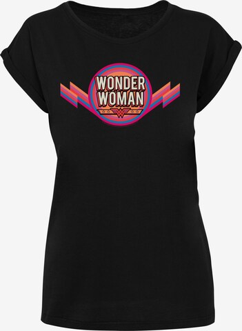 F4NT4STIC Shirt 'DC Comics Wonder Woman Rainbow Logo' in Zwart: voorkant