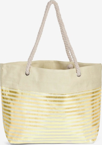 styleBREAKER Strandtasche 'Strandtasche mit metallic Streifen' in Gold: Vorderseite