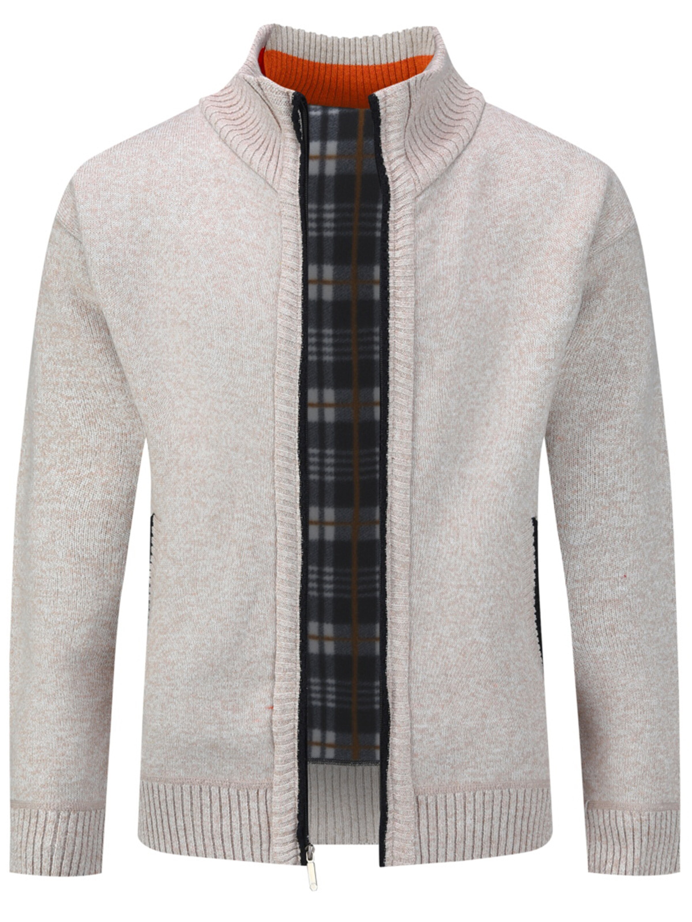 ALLTHEMEN Knit Cardigan in Beige: front