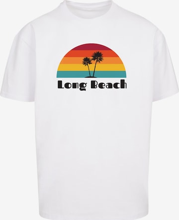 Merchcode T-Shirt 'Long Beach' in Weiß: predná strana