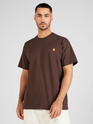 Carhartt WIP Majica 'American Script' | rjava barva: sprednja stran