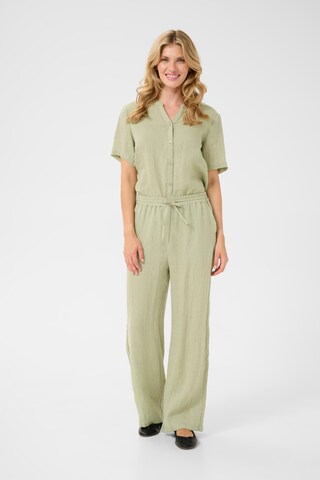 Cream Wide leg Broek 'Bellis' in Groen