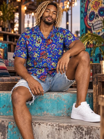 King Kameha T-shirt 'Skull' i blå