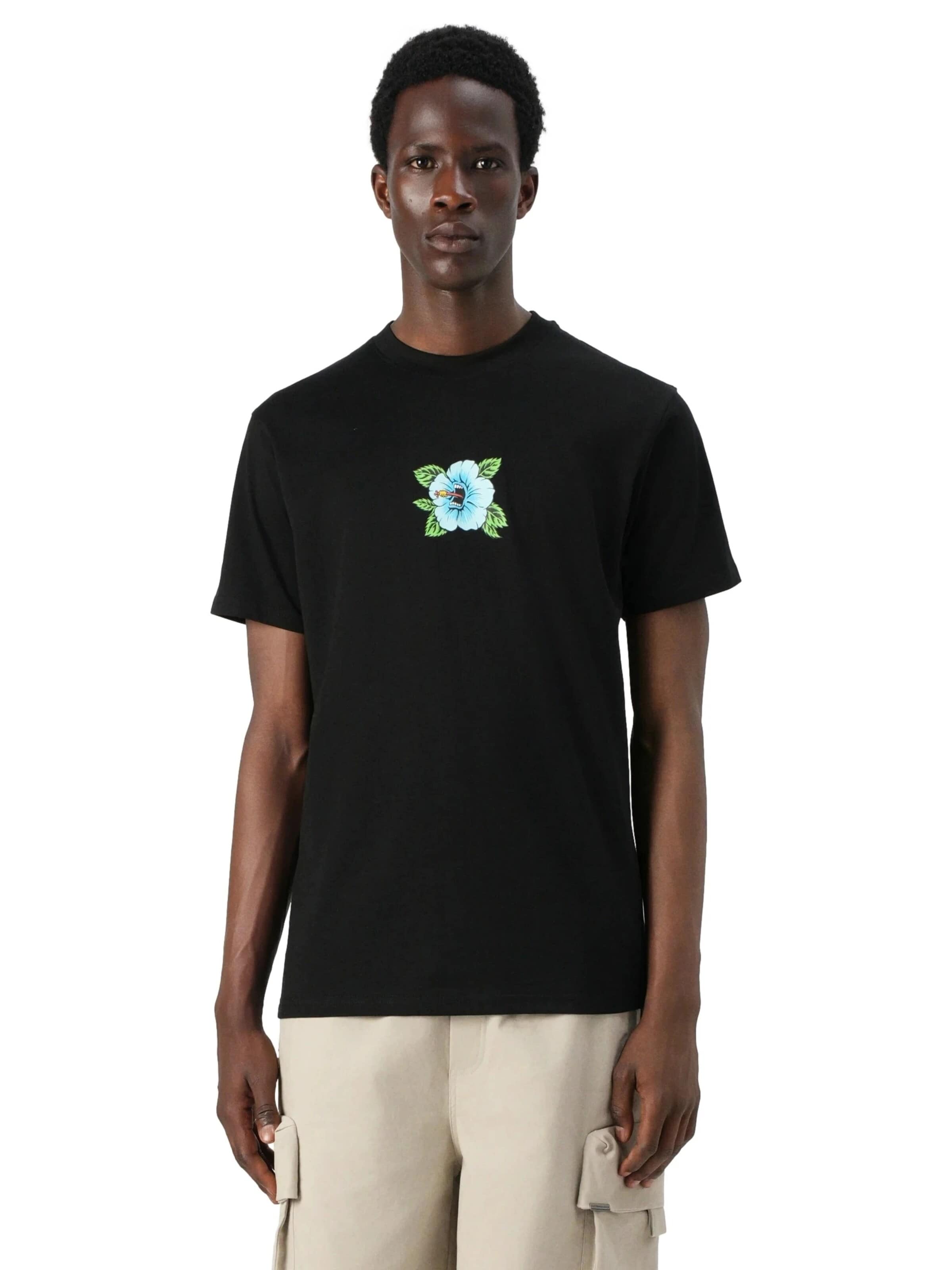 Santa Cruz - Camiseta 'Camiseta santa cruz negra screaming hibiscus front tee' en negro: frente