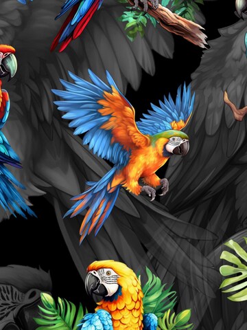 Hawaiihemdshop.de Regular fit Button Up Shirt 'Hawaiian Parrots' in Black