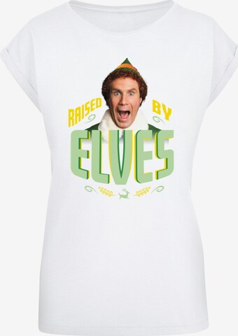 ABSOLUTE CULT Shirt 'Elf - Raised By Elves' in Wit: voorkant