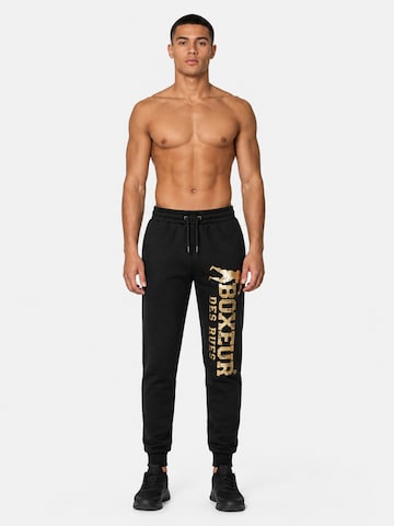 Boxeur des Rues Regular Sportbroek 'Herren Jogginghose Boxeur des Rues mit Kordelzug und Bündchen, Schwarz, Goldenes vertikales Logo, Baumwolle' in Zwart