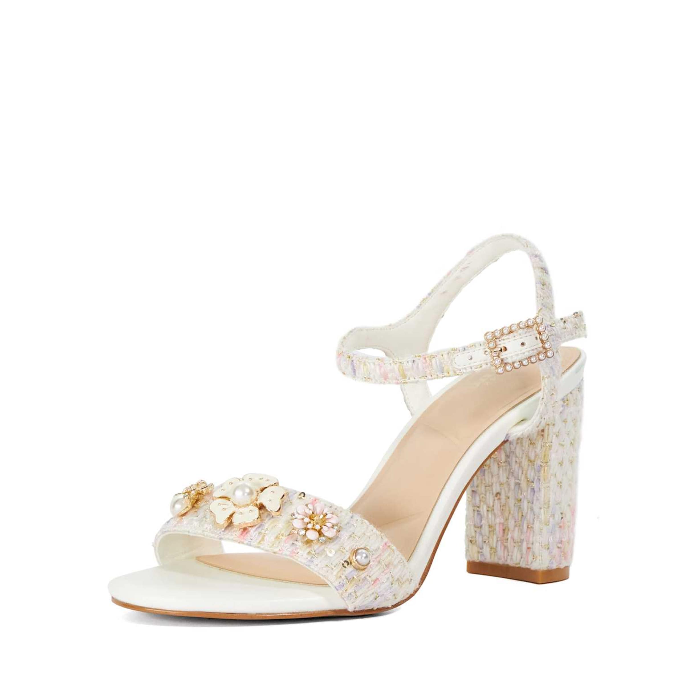 Dune LONDON Riemensandale 'Mention' in Weiß: Vorderseite