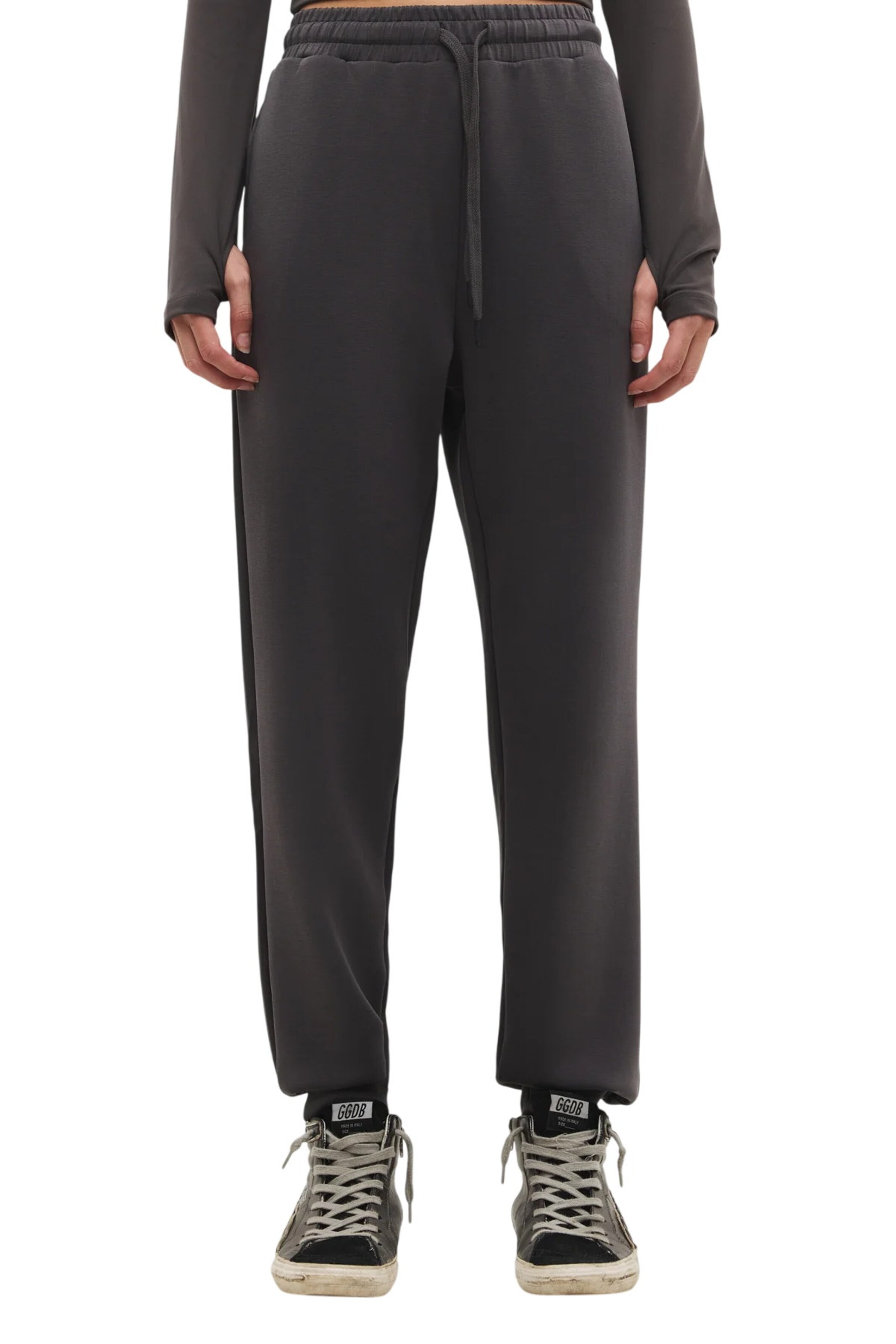 No Matter What Tapered Pants in Grey: front