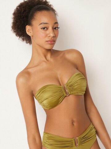 CALZEDONIA Bandeau Bikini Top 'SHINY SATIN' in Green