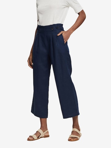 ESPRIT Wide leg Bandplooibroek in Blauw