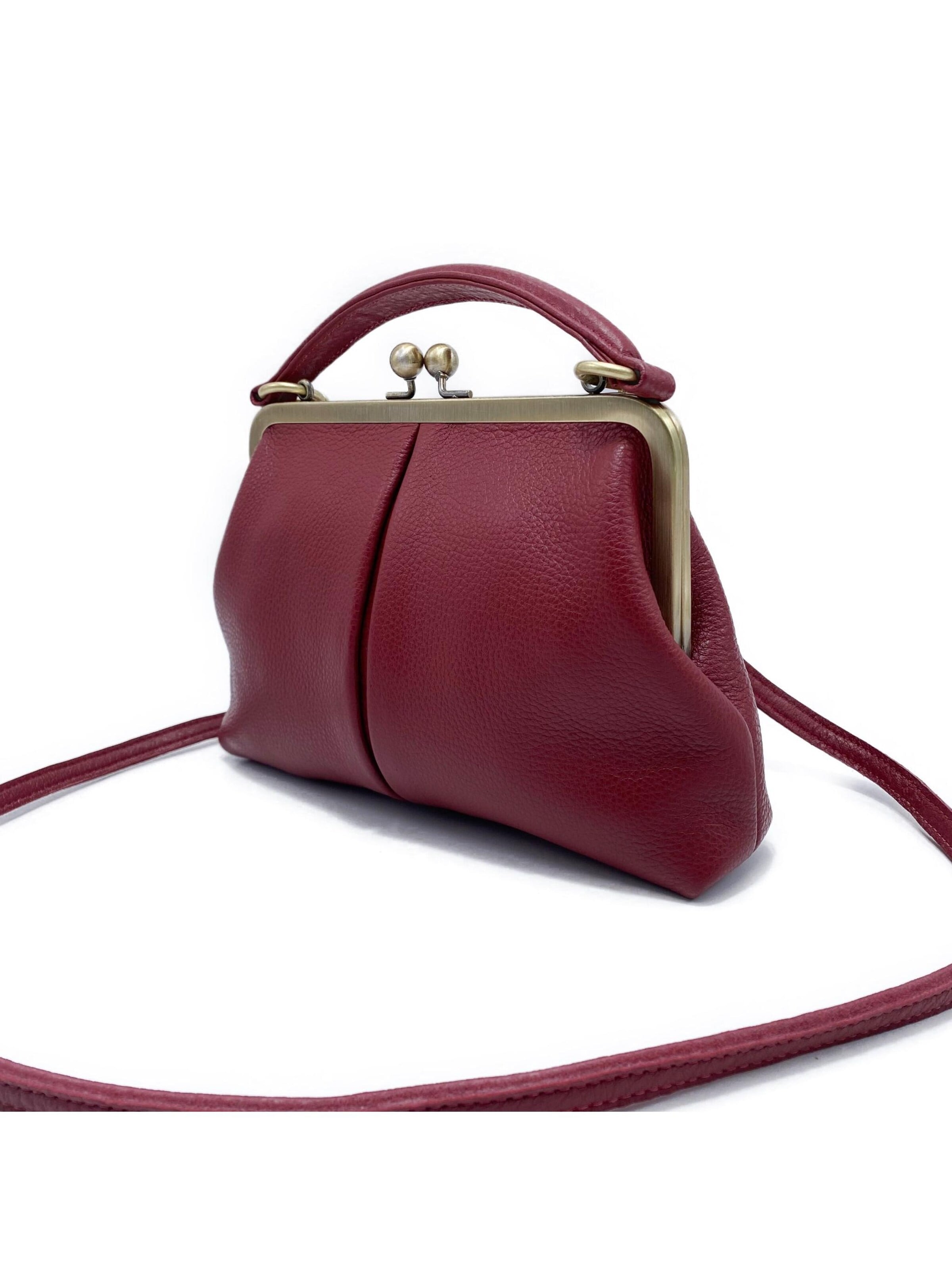 Taschenkinder Handbag 'Kleine Olive – Leder Handtasche & Umhängetasche' in Red