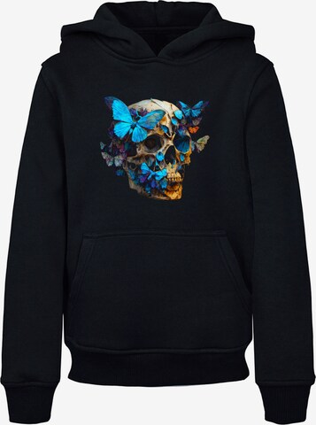 F4NT4STIC Sweatshirt 'Schmetterling Skull' in Zwart: voorkant